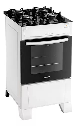 Fogão 4 Bocas Atlas Mônaco Top Glass Acendimento Automático Cor Branco Bivolt - Image 1